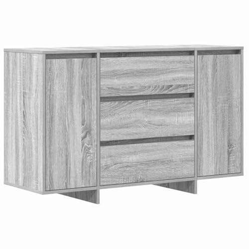 vidaXL Sideboard Grey sonoma 120 x 41 x 75 cm Engineered wood, Modern Rectangular Sideboard, Freestanding Storage Unit, Dining Room Buffet Cabinet with Drawers for Home Organization