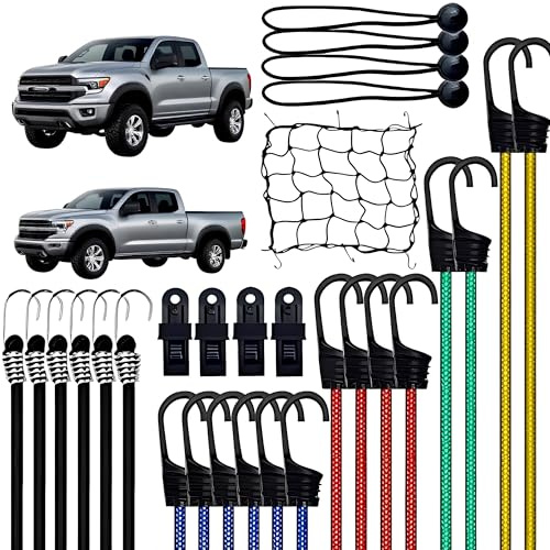 WZCFFF 30PCS Spanngummi mit Haken, Expander mit Haken Set inkl. Expander mit Karabiner, Vielseitiger Gummispanner mit Haken, Verschiedene Universalgrößen Gepäckspanner mit Haken