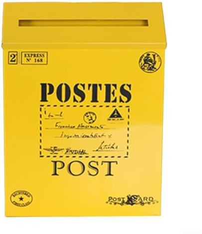 babominimer Metall-Briefkasten, Wandbriefkasten, für Innen- und Außenbereich, pastorales Design, dekorative Post-Aufbewahrungsbox, Garten, Haus, Hof, Fotografie-Requisiten (gelb)