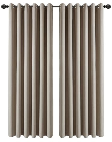 INSPIRE HOMEWARE 100% Blackout Eyelet Curtains for Living Room 66x72 Inch Drop Mink Linen Curtains Energy Saving and Privacy protection Ring Top Curtain 2 Panels & Tieback