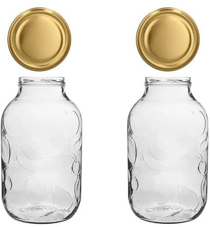 made in home - Einmachgläser 5L mit fi100 mm Gold Schraubdeckel, Große Gläser mit Deckel, Gurkenglas zum Einkochen, Fermentieren & Einlegen, Einkochglas für Gurken, Sauerkraut (2)