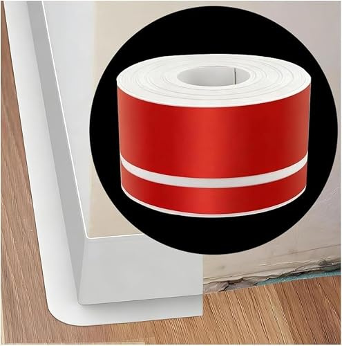 PVC Skirting Board Covers, Flexible Plastic Skirting Board Trim, PVC Self-Adhesive Wall Baseboard Cover, Baseboard Trim for Floor Wall Kitchen and Bathroom(White 6.02m)