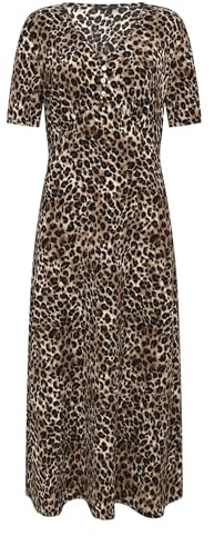 zero Damen Maxikleid Kurzarm mit Leoprint