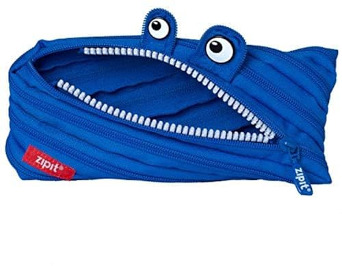 ZIPIT Monster Federmäppchen für Jungen | Großes Mäppchen für die Schule | Monster Etui für Kinder | Federmappe Blau