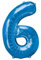 Riesenzahl 6 Luftballon - 86 cm - Blau