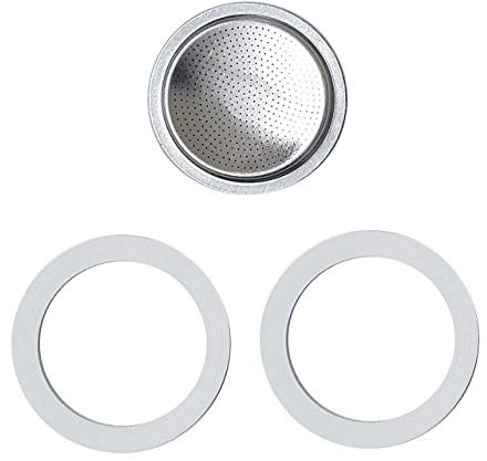 Pezzetti, Kit di Ricambio Per Caffettiera 4 Tazze, Include Due Guarnizioni, Un Filtro In Acciaio Inox, Compatibile Con Caffettiera Steelexpress