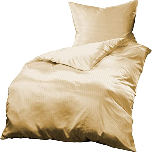 Gerald Wittmann Bettwäsche 140x200 cm + 70x90 cm, Mikrofaser Seersucker, Uni Beige