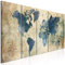 murando - Wandbilder XXL Weltkarte 200x80cm 5 tlg - Wand Deko Leinwand Bilder Groß Wanddeko Wohnzimmer Schlafzimmer Kunstdrucke - Windrose Karte Nautisch k-A-0415-b-m