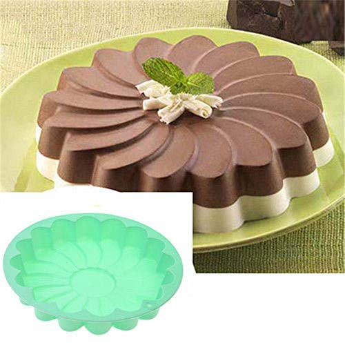 EORTA Silikon-Kuchenform 23 cm, Blumenform, rund, antihaftbeschichtet, für Brownie/Käsekuchen/Torte/Kuchen/Flan/Brot, Backblech von EORTA für Geburtstag, Jahrestag, Party, zufällige Farbe