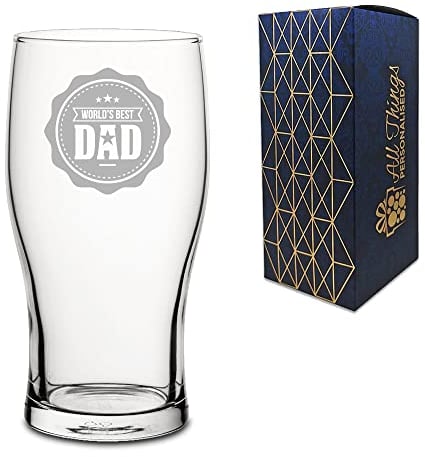Novelty Pint Tulip Cider Beer Glass - Worlds Best Dad - Engraved