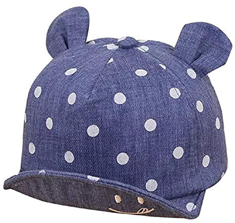 Cappello Blu Pois Visiera Regolabile Baseball Estivo 6-18 Mesi Neonati Bimbo Bimba Protezione Solare Accessorio tenero Simpatico
