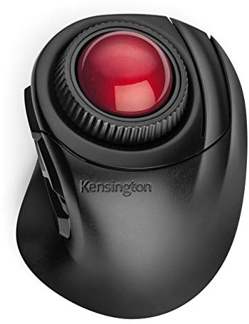 Kensington Mouse Trackball Orbit Fusion Wireless Mouse, Rotella di Scorrimento, Design Ergonomico per Destrorsi, per Scrivanie di Piccole Dimensioni e Home Office, Sfera 40 mm, Nero/Rosso (K72363WW)