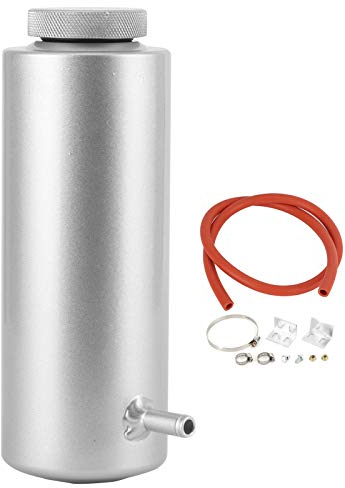 3x7.5 pollici Radiatore Liquido di raffreddamento Olio Catch Can Overflow Serbatoio Bottiglia Serbatoio in lega di alluminio Serbatoio di espansione Serbatoio universale 800ml / 27oz(Argento)