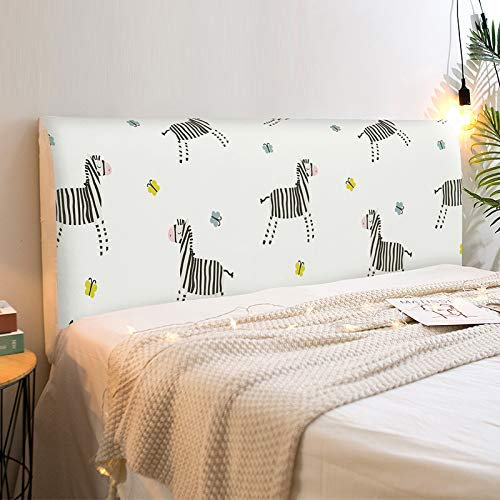 FANSU Bett Kopfteil Bezug Hussen, Drucken Staubdicht Bettkopfteil Hussen Elastische Dehnbare All-Inclusive Staubdichte Abdeckung für Schlafzimmer Bett Dekor (Zebra,220cm)