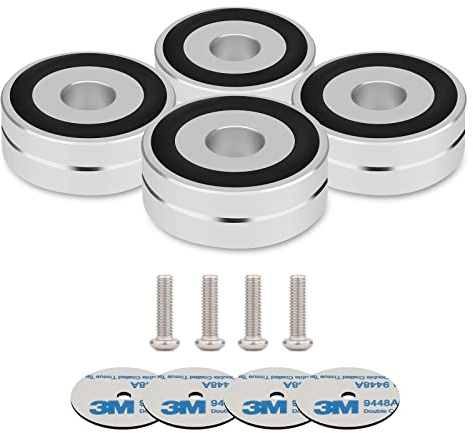 Monosaudio Speaker Isolation Feet 4Pcs Audio Equipment Feet with Non-Slip Rubber Rings No Need Adhesive for Audio,Speakers,Subwoofers,Amplifier,Home Theater, Turntable,DAC