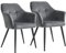 SONGMICS Esszimmerstühle, 2er Set, Sessel, Loungesessel, mit Armlehne, hohe Rückenlehne, Metallbeine, Bezug aus Samt, bis 110 kg belastbar, für Esszimmer, Küche, Wohnzimmer, grau LDC071G02