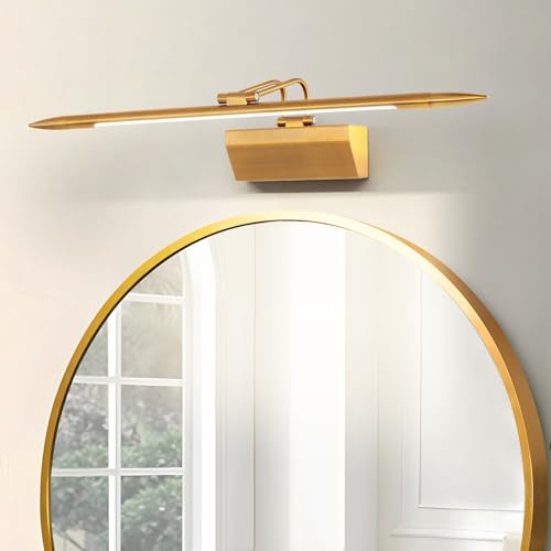 TYhogar LED Badezimmer Spiegel Lampe Verstellbare Spiegelleuchte Bad Retro 57 CM Bilderleuchte Gold Antik Dimmbare Wandleuchte 12 W 1300 LM Bilderleuchte IP44 Spiegellampen für das Bad