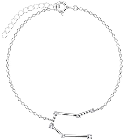 Löb Damen Armband 925 Silber Sternzeichen Zwillinge Stern Glitzer Zirkonia Stein Flach Schlicht Dünn Zart Schmal