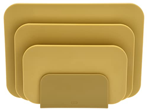 Rosti Choptima Set di 3 taglieri con supporto/supporto, tagliere da cucina, tagliere per pane e tagliere da servizio, igienico, lavabile in lavastoviglie, in plastica, curry