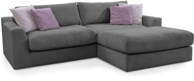 CAVADORE Ecksofa Fiona / Mega L-Sofa in Cord mit tiefen Sitzflächen und weicher Polsterung / Cordsofa / 277 x 90 x 199 / Cordstoff Anthrazit