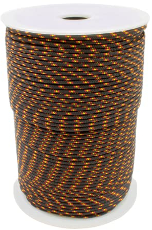 Polypropylen Seil PP Tau Schnur Tauwerk Leine Festmacher Flechtleine Reepschnur (Schwarz/Rot, 6mm - 100m)