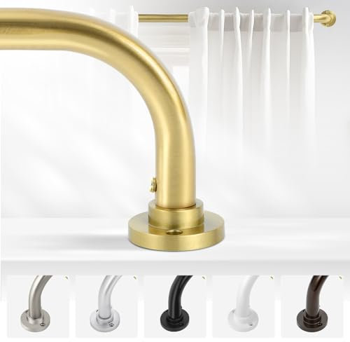 Goldene Gardinenstangen, goldene Gardinenstangen für Fenster 122 bis 213,4 cm, verstellbare Verdunkelungsvorhangstange, 2,5 cm Durchmesser, Raumverdunkelungsstange, Fenstervorhangstange, 121,9–228,6