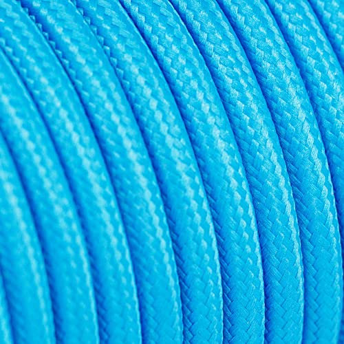 10m Textilkabel Unifarben 3x0,75qmm 3G Kabel Stoffkabel Stromkabel umsponnen zusätzlich 6x Aderendhülsen (Türkis)