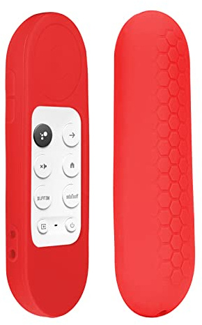 Geekria Funda para Control Remoto Compatible con Chromecast con Google TV Remote (HD 2022 / 4K 2020), Funda de Silicona Suave, Funda Antideslizante con Correa (Rojo)