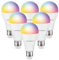 HOFTRONIC - 6er Smart E27 Lampe - Farbig RGBWW - WiFi und Bluetooth - 14 Watt 1400 Lumen - Dimmbar via App, Sprache via Google Home, Alexa und Siri