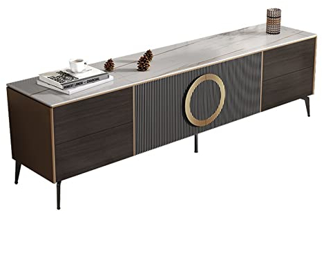 TV Lowboard Moderner Luxus-TV-Ständer, minimalistisches TV-Entertainment-Center mit Spike-Metallbeinen, TV-Medienkonsole mit Schubladen mit versteckten Griffen und Aufbewahrungsschränken TV Schrank (
