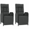 Festnight 2 STK.Relaxsessel mit Liegefunktion Garten Rattansessel mit Kissen Garten Relaxsessel Gartenbank Poly Rattan Outdoor Sessel Rattan Stuhl Outdoor Schwarz