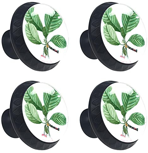 VAPOKF 4 Stück Kirschbaum Schrankknöpfe 30 mm runde Schubladengriffe aus Kristallglas mit Schrauben für Küchenschrank, Kleiderschrank, Kommode, Zuhause und Büro