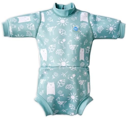 Splash About Baby Girls Happy Nappy Wetsuit One Piece Swimsuit, Sunny Bear, 3-6 months