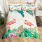 Homewish Mädchen Flamingo Bettwäsche Set, Rosa Flamingo Dekor Bettbezug 135x200 für Frauen Teens Romantisches Thema Bettwäsche Tropische Botanische Grüne Palmenblätter Druck Trösterbezug