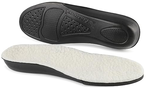 Knixmax Outdoor Einlegesohlen Winter Damen Herren Lammwolle Thermo Einlegesohlen Schuheinlagen Warm Weiche Bequeme mit Bogenstütze für Winterstiefel und Winterschuhe Beige EU42