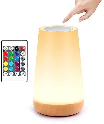 JOPHEK Lampe de Chevet, Veilleuse LED vec 13 Couleurs Changeantes, RGB Lampe Nuit Tactile avec Télécommande pour Cadeau pour Enfant/Adulte