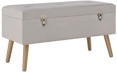 Homgoday Sitzbank mit Stauraum 80 cm Grau aus Samt, Gartenbank, Bank für Balkon, Terrasse & Garten