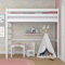 N-wood N01 Letto a Soppalco 120x200 cm, 100% Legno massello, Lettino per bambini e adulti, Scala universale: destra o sinistra, Struttura inclusa, Costruzione stabile, Bianco