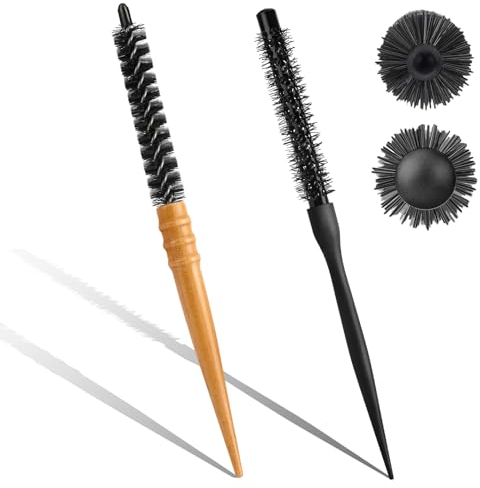 MOZEAT LENS 2 Stück Rundbürste Klein Haarbürste Mini Fönbürste Rund Bart Bürste Professionelle Stylingbürste Rundhaarbürste für Dünnes Haar Ponytail Bart Heben Locken
