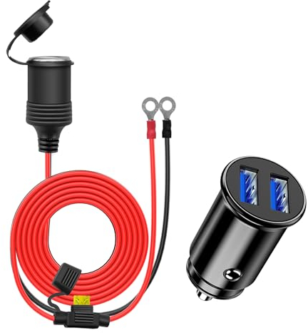 Hoembpn 2M Auto Zigarettenanzünder Buchse Verlängerungskabel 12V/24V Steckdose Adapter Kabel 15AWG 20A Sicherung, 12V/24V Dual USB Port Zigarettenanzünder Auto Ladegerät für Auto, SUV, Wohnmobil