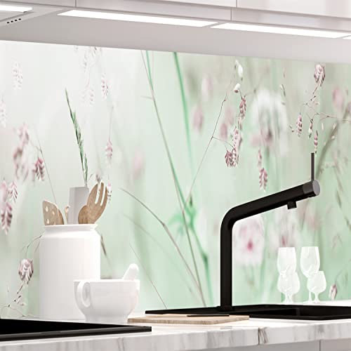 Stickerprofis Küchenrückwand Matt selbstklebend - WILDBLUMENWIESE - 0.5mm versteifte PET Folie, zuschneidbar, Spritzschutz PRO 60 x 500cm