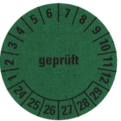 Dreifke® Prüfplakette geprüft 24-29, grün, Graspapier, selbstklebend, Ø 30mm, 500 Stk.