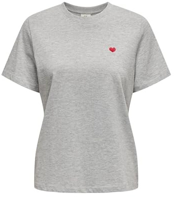 JDY Damen Jdypisa S/S Print Top JRS Noos T-Shirt, Light Grey Melange, M