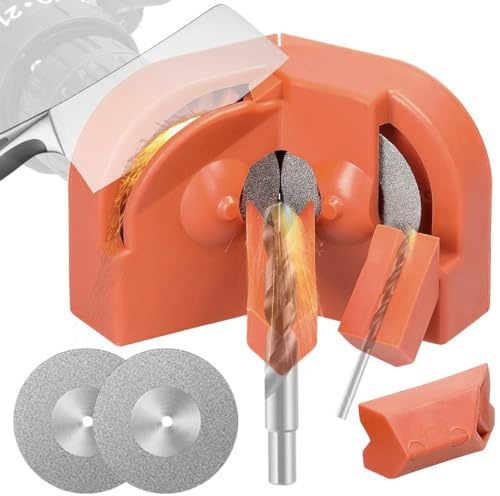 Drill Bit Sharpener Grinding Wheel Holder 3 Chucks for Steel Carbide | Multi-Purpose Sharpening for Twist Cobalt Drill Bits, External Internal Angle & Stainless Steel Drilling