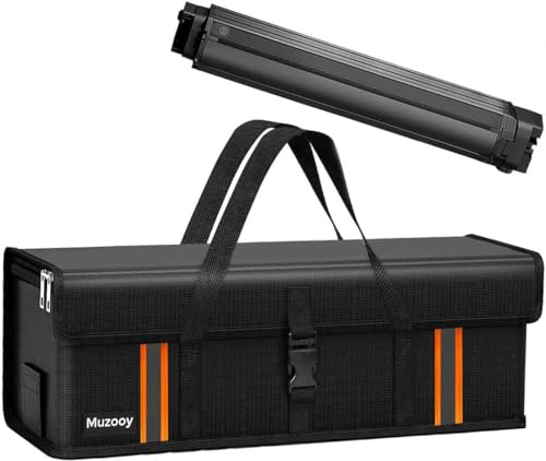 Muzooy Ebike Akku Tasche 8 Schichten Brandschutz Feuerfest Akku Tasche, Wasserdicht Explosionssicher, Ebike akku schutzhülle, Lipo Safe Bag für Lagerung Transport Aufladung - Mittlere Größe(M)