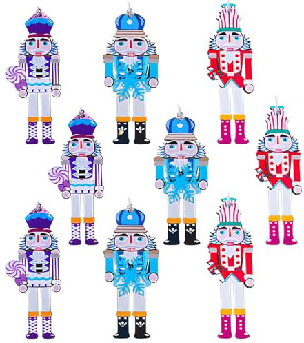 9 Pezzi Ornamenti Natalizi in Legno di Schiaccianoci Ciondolo Palline di Legno con Scatola Decorazioni per l'albero di Natale Decorazioni da Appendere in Legno per i Regali della Festa di Natale