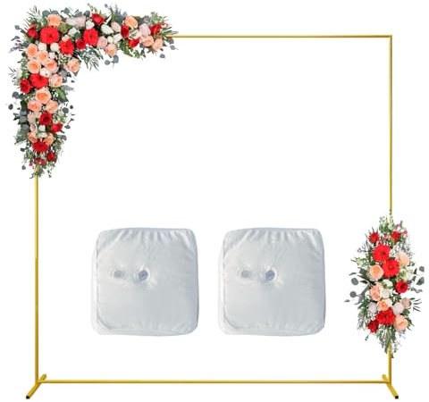 Fiita Gold Over The Table Rod Stand with Clamps 5.9' X 3.9' Gold Metal Table Arch Backdrop Stand for Wedding Arch Birthday Party Halloween Christmas Decoration
