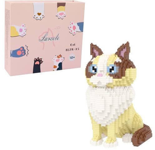 Larcele 1160 Stücke Mikro Bausteine Spielzeug Kit, Mini Katze Bricks Bauen Bauklötze Satz KLJM-05(Ragdoll Katze)