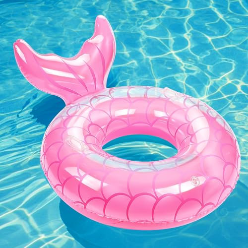 MoKo Aufblasbarer Schwimmring mit Griffen, Meerjungfrau Schwimmreifen Wasserspielring Großes Luftmatratze Pool Spielzeug Wasserspielzeug für Sandstrand Schwimmbad Draußen Erwachsene, Rosa
