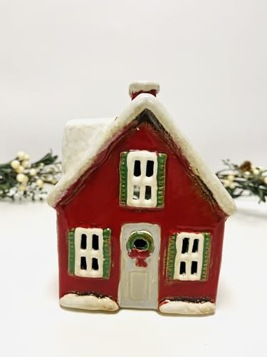Tealight Candle Holder Housewarming Gift Cottage Ceramic Village Pottery House Ornament (Christmas Cottage (18cms))
